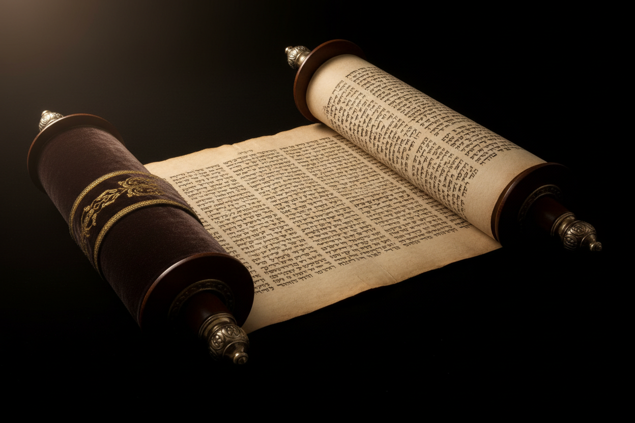 Torah in black background
